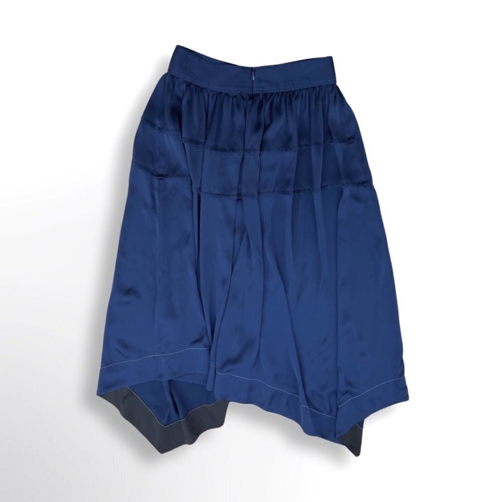 3.1 Phillip Lim Navy Blue Satin Asymmetric Skirt Size 2